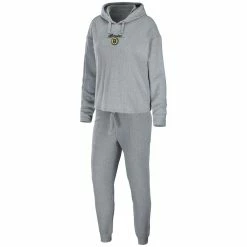 Best Sale 🥰 Women's WEAR By Erin Andrews Heather Gray Boston Bruins Logo Pullover Hoodie & Pants Sleep Set ⭐