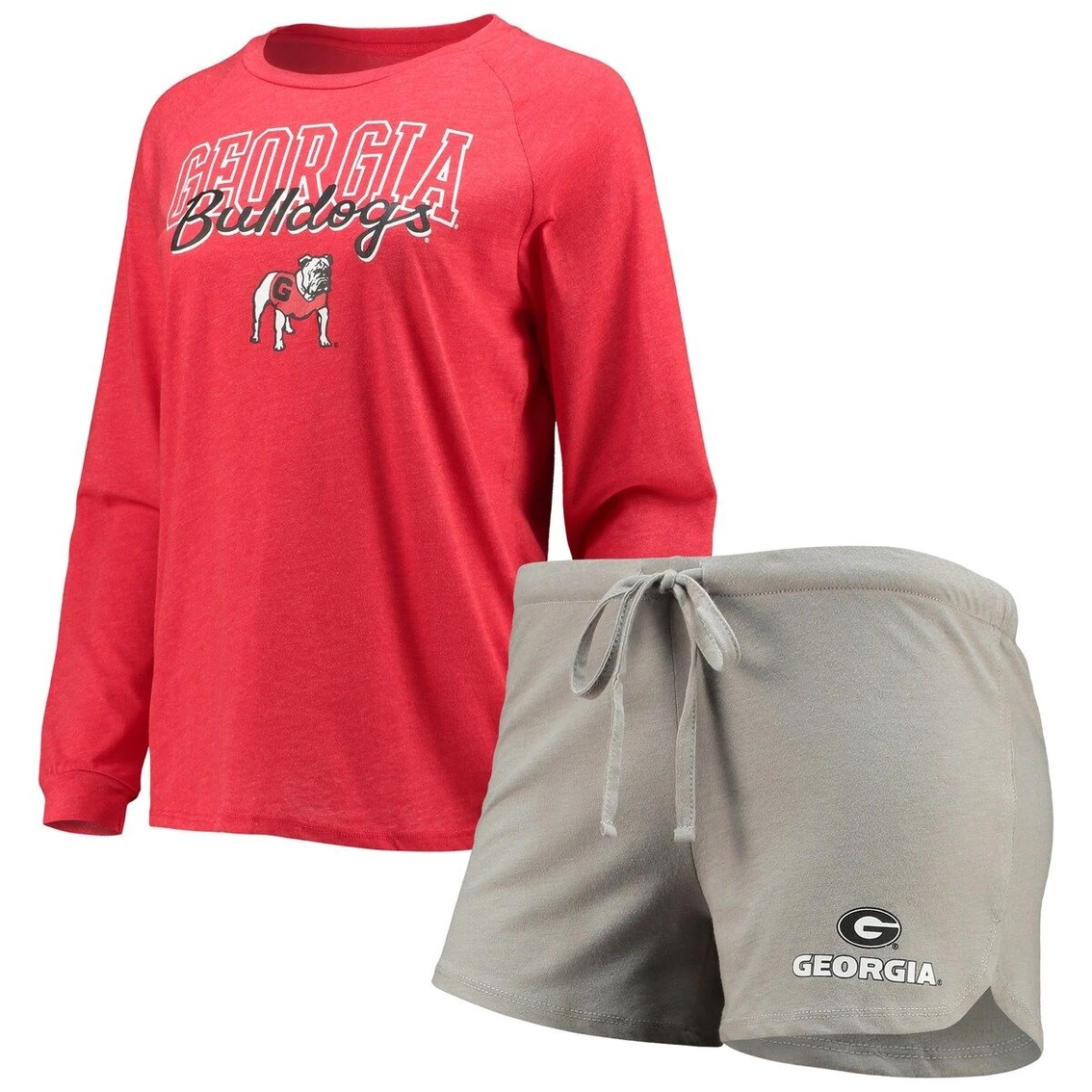 Budget π― Women's Concepts Sport Red/Gray Georgia Bulldogs Raglan Long Sleeve T-Shirt & Shorts Sleep Set βοΈ - Image 2