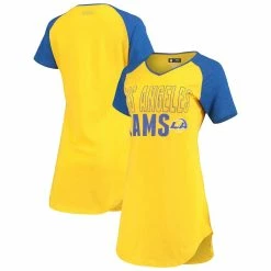 Cheap β€οΈ Women's Concepts Sport Gold/Heathered Royal Los Angeles Rams Meter Raglan V-Neck Knit Nightshirt β€οΈ
