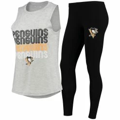 Promo π― Women's Concepts Sport Heathered Gray/Black Pittsburgh Penguins Profound Tank Top & Leggings Sleep Set β