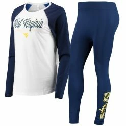 Deals β Women's ZooZatz White/Navy West Virginia Mountaineers Raglan Long Sleeve T-Shirt & Leggings Sleep Set π§¨