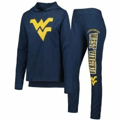 Best Pirce 😀 Women's Concepts Sport Navy West Virginia Mountaineers Long Sleeve Hoodie T-Shirt & Pants Sleep Set ❤️