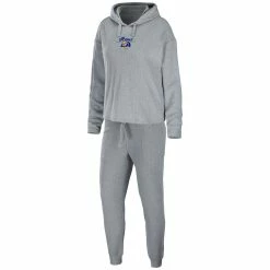 Wholesale π Women's WEAR By Erin Andrews Heathered Gray Los Angeles Rams Pullover Hoodie & Pants Lounge Set π