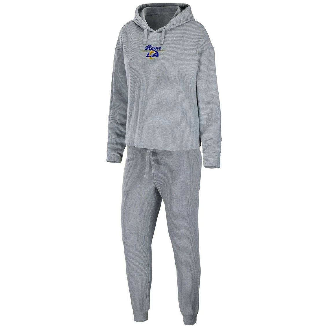 Wholesale π Women's WEAR By Erin Andrews Heathered Gray Los Angeles Rams Pullover Hoodie & Pants Lounge Set π - Image 2