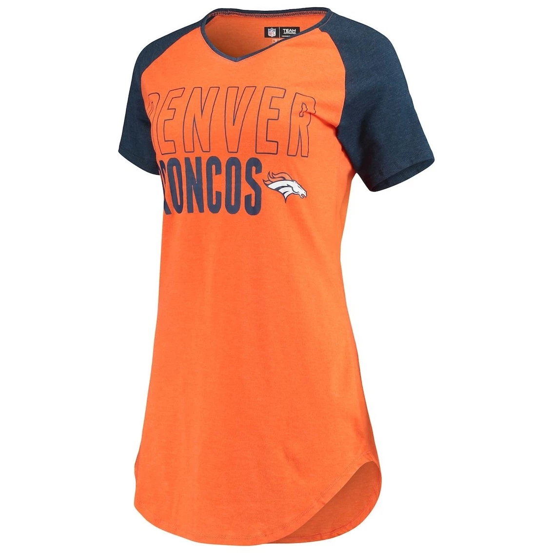 Budget π Women's Concepts Sport Orange/Heathered Navy Denver Broncos Meter Raglan V-Neck Knit Nightshirt π - Image 3