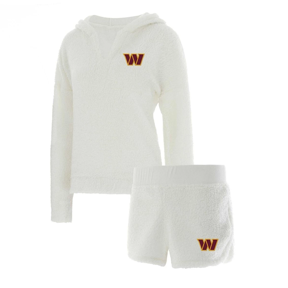Deals π Women's Concepts Sport Cream Washington Commanders Fluffy Hoodie Top & Shorts Set π―