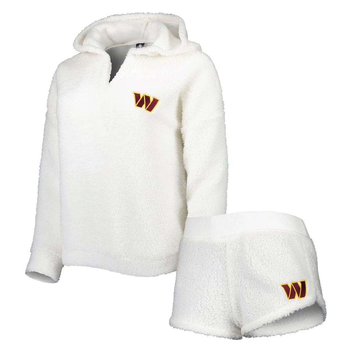 Deals π Women's Concepts Sport Cream Washington Commanders Fluffy Hoodie Top & Shorts Set π― - Image 2