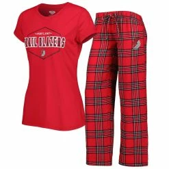 Discount ❤️ Women's Concepts Sport Red/Black Portland Trail Blazers Badge T-Shirt & Pajama Pants Sleep Set 🥰