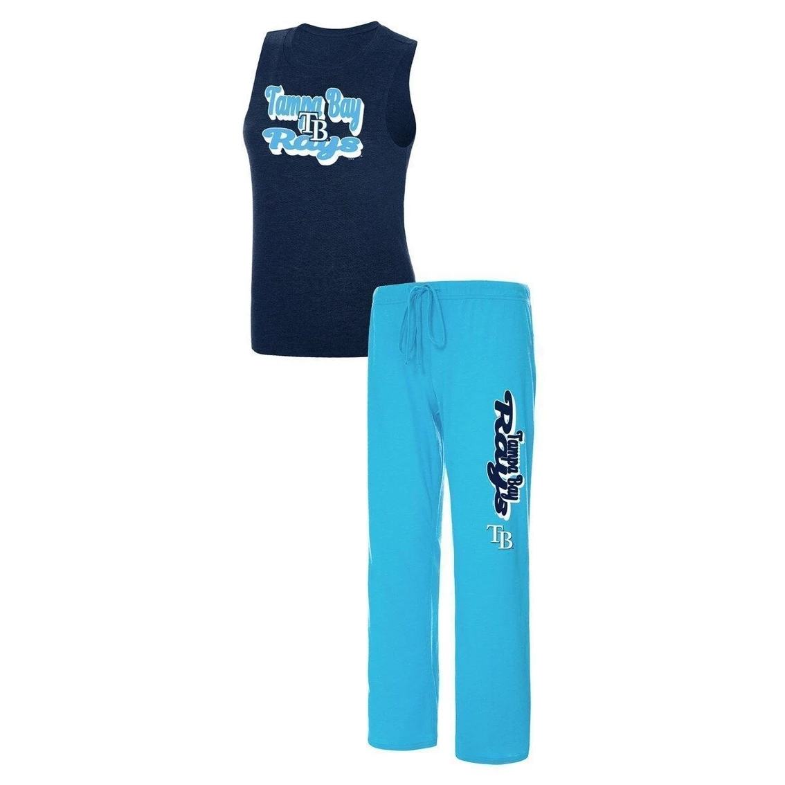 Outlet π Women's Concepts Sport Light Blue/Navy Tampa Bay Rays Wordmark Meter Muscle Tank Top & Pants Sleep Set π