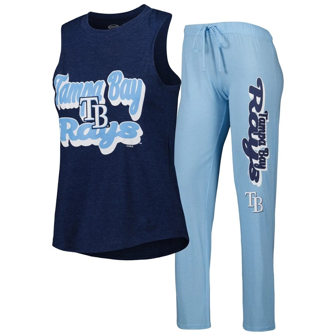 Outlet π Women's Concepts Sport Light Blue/Navy Tampa Bay Rays Wordmark Meter Muscle Tank Top & Pants Sleep Set π - Image 2