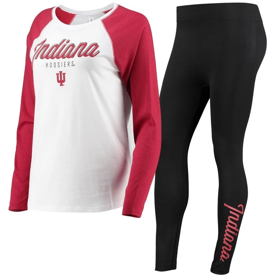 Buy π Women's ZooZatz White/Black Indiana Hoosiers Raglan Long Sleeve T-Shirt & Leggings Sleep Set π₯ - Image 2