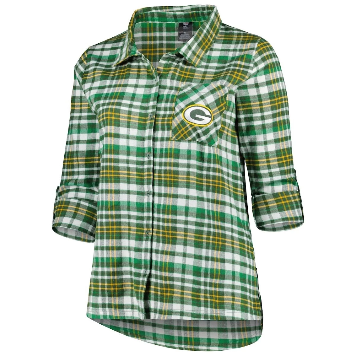 Flash Sale π Women's Concepts Sport Green Green Bay Packers Plus Size Mainstay Flannel Full-Button Long Sleeve Nightshirt β - Image 3