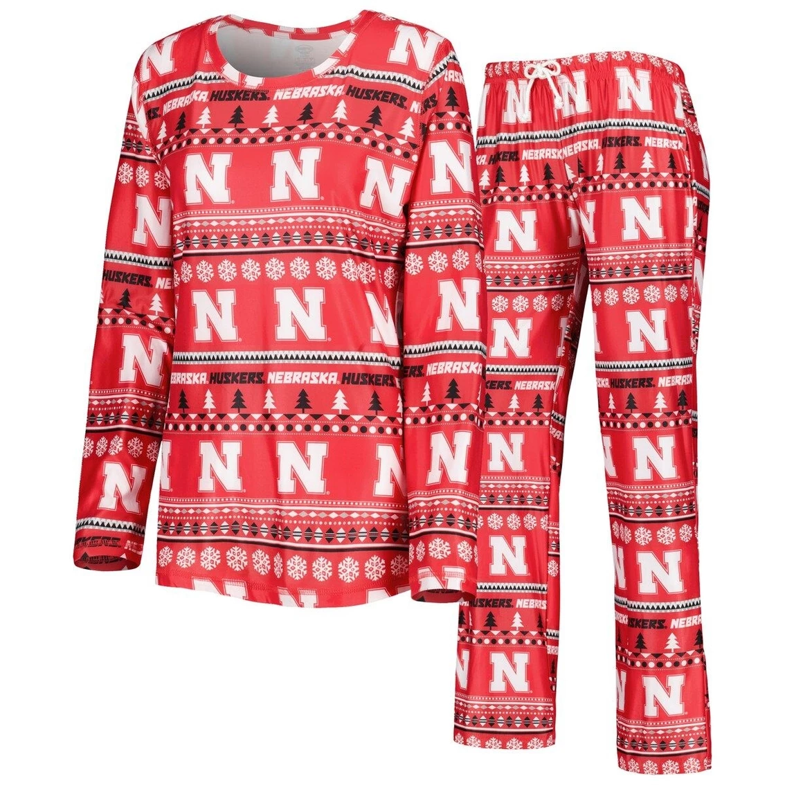 Cheap βοΈ Women's Concepts Sport Scarlet Nebraska Huskers Holiday Long Sleeve T-Shirt And Pants Sleep Set π§¨