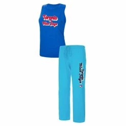 Wholesale π Women's Concepts Sport Powder Blue/Heather Royal Toronto Blue Jays Wordmark Meter Muscle Tank Top & Pants Sleep Set π