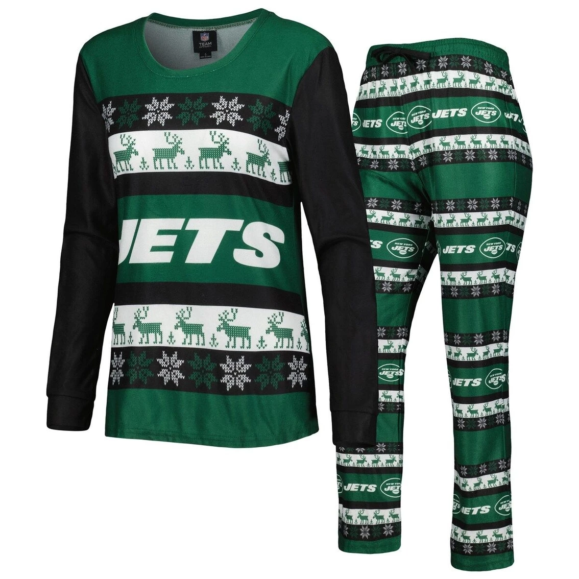 Flash Sale π Women's FOCO Green New York Jets Holiday Ugly Pajama Set π€©