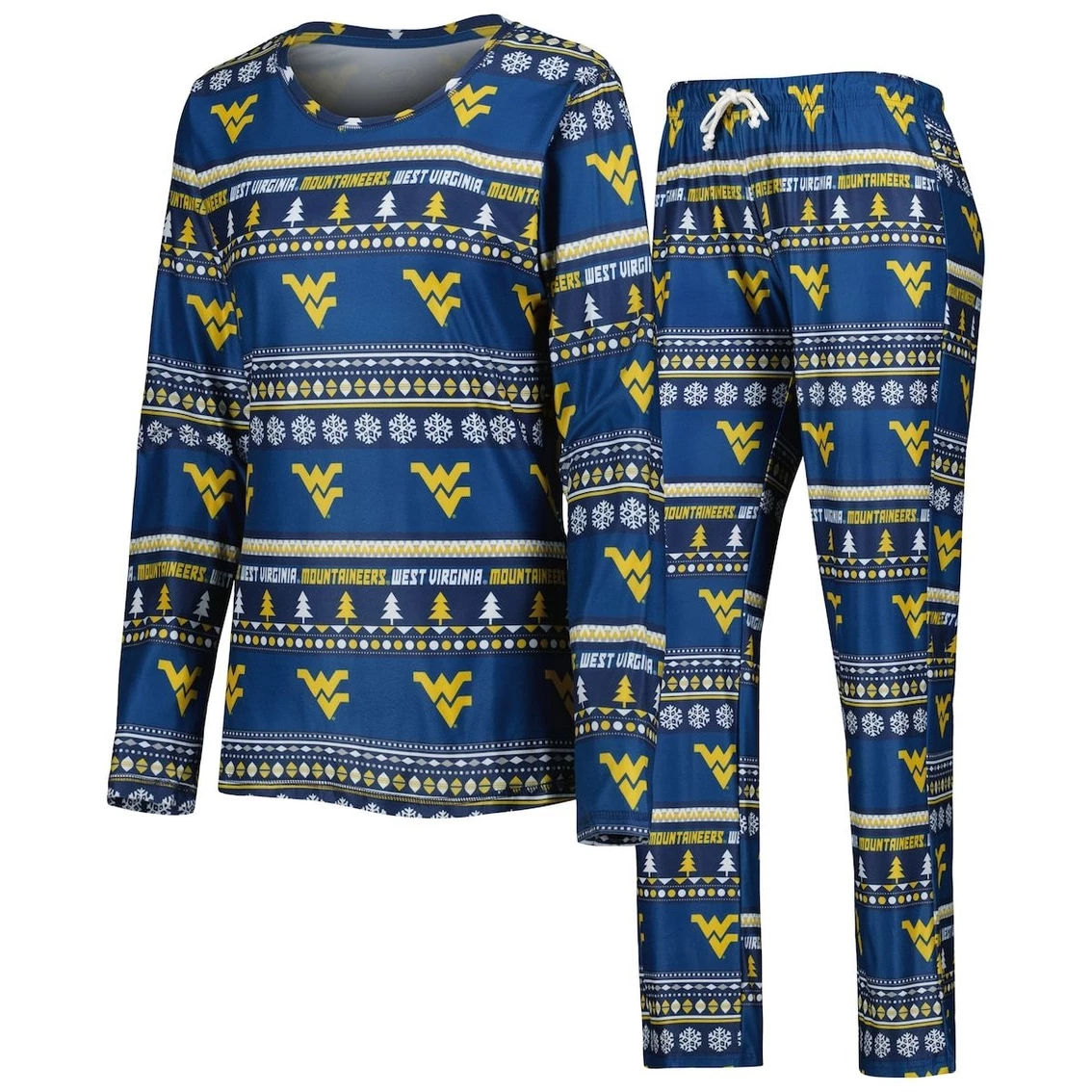 Coupon β¨ Women's Concepts Sport Navy West Virginia Mountaineers Holiday Long Sleeve T-Shirt And Pants Sleep Set π₯°