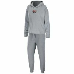 Wholesale π₯° Women's WEAR By Erin Andrews Heather Gray Philadelphia Flyers Logo Pullover Hoodie & Pants Sleep Set π