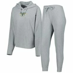 Cheapest 🌟 Women's WEAR By Erin Andrews Heathered Gray Green Bay Packers Pullover Hoodie & Pants Lounge Set 🎉