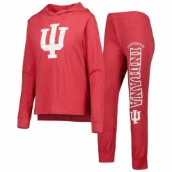 Brand new π Women's Concepts Sport Crimson Indiana Hoosiers Long Sleeve Hoodie T-Shirt & Pants Sleep Set β¨