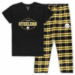 Brand new π― Women's Concepts Sport Black/Gold Pittsburgh Steelers Plus Size Badge T-Shirt & Pants Sleep Set π