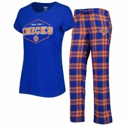 Budget 🎉 Women's Concepts Sport Blue/Orange New York Knicks Badge T-Shirt & Pajama Pants Sleep Set 🧨