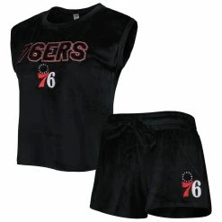 Wholesale π₯ Women's Concepts Sport Black Philadelphia 76ers Intermission T-Shirt & Shorts Sleep Set π