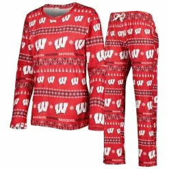 Top 10 ✨ Women's Concepts Sport Red Wisconsin Badgers Flurry Ugly Sweater Long Sleeve T-Shirt & Pants Sleep Set 😀