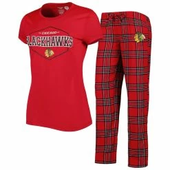 New β€οΈ Women's Concepts Sport Red/Black Chicago Blackhawks Badge T-Shirt & Pants Sleep Set β¨