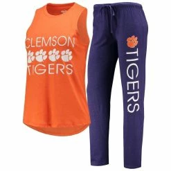 New 👍 Women's Concepts Sport Purple/Orange Clemson Tigers Tank Top & Pants Sleep Set 😉