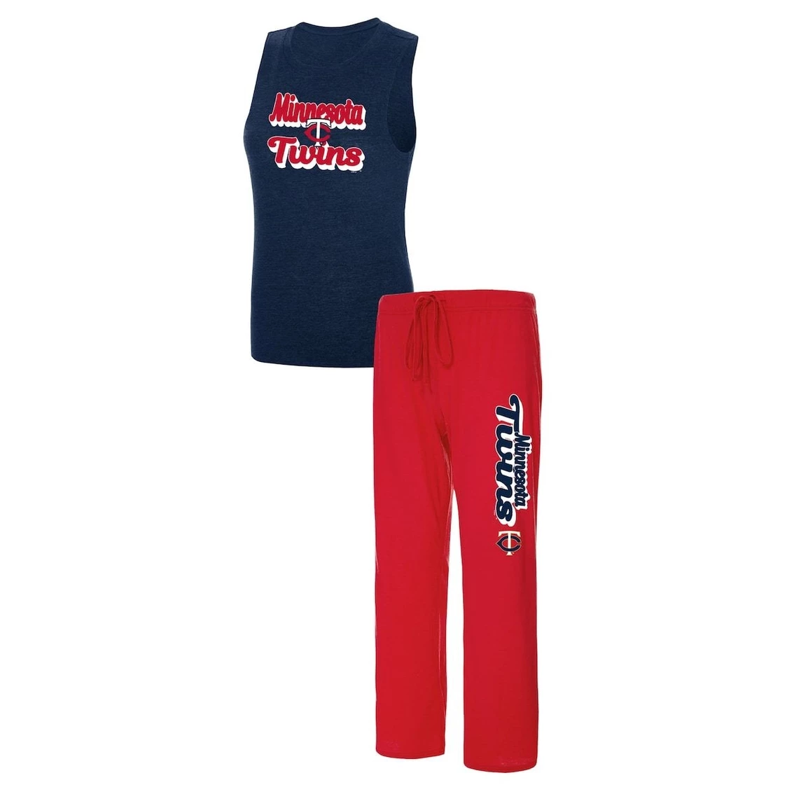 Cheap βοΈ Women's Concepts Sport Heather Red/Heather Navy Minnesota Twins Wordmark Meter Muscle Tank Top & Pants Sleep Set π