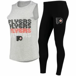 Promo 🎉 Women's Concepts Sport Heathered Gray/Black Philadelphia Flyers Profound Tank Top & Leggings Sleep Set 😀