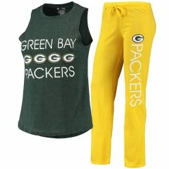 Discount ✨ Women's Concepts Sport Gold/Green Green Bay Packers Muscle Tank Top & Pants Sleep Set ⌛