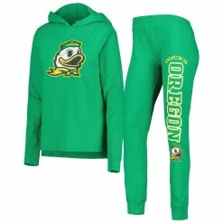 Promo 🥰 Women's Concepts Sport Green Oregon Ducks Long Sleeve Hoodie T-Shirt & Pants Sleep Set ⭐
