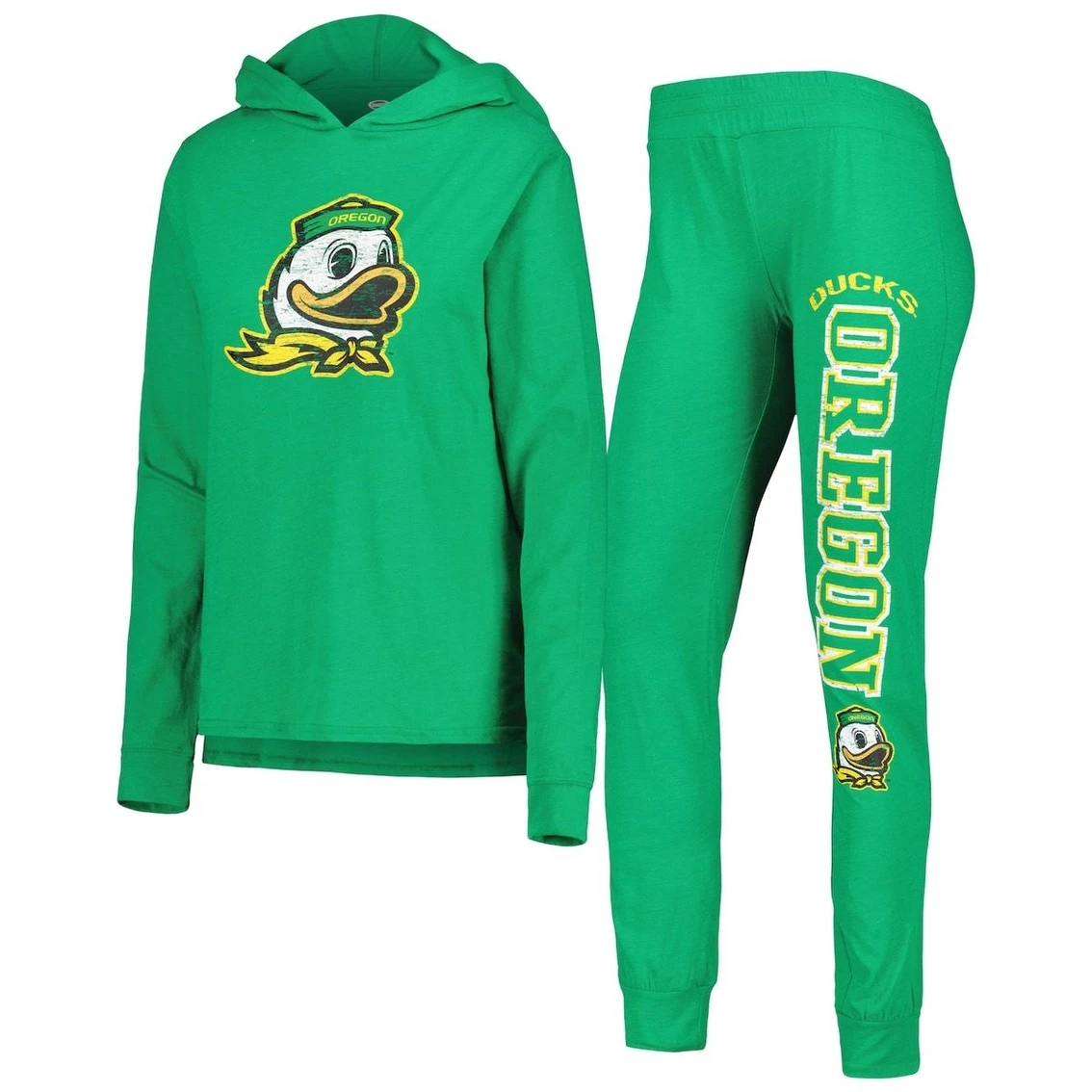 Promo π₯° Women's Concepts Sport Green Oregon Ducks Long Sleeve Hoodie T-Shirt & Pants Sleep Set β - Image 2
