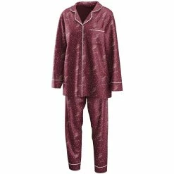 New ❤️ Women's WEAR By Erin Andrews Garnet Florida State Seminoles Long Sleeve Button-Up 👚 Shirt & Pants Sleep Set 🤩