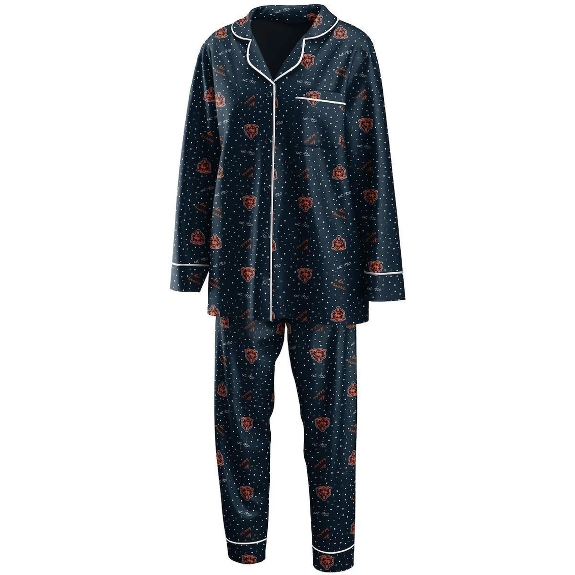 Best deal π― Women's WEAR By Erin Andrews Navy Chicago Bears Long Sleeve Button-Up π Shirt & Pants Sleep Set β