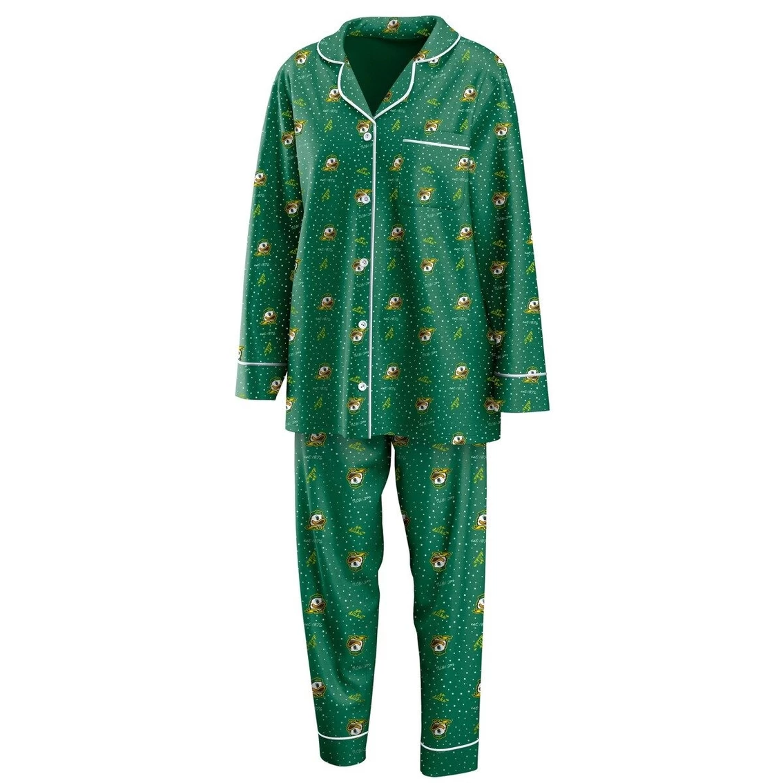 Best deal π₯° Women's WEAR By Erin Andrews Green Oregon Ducks Long Sleeve Button-Up π Shirt & Pants Sleep Set π