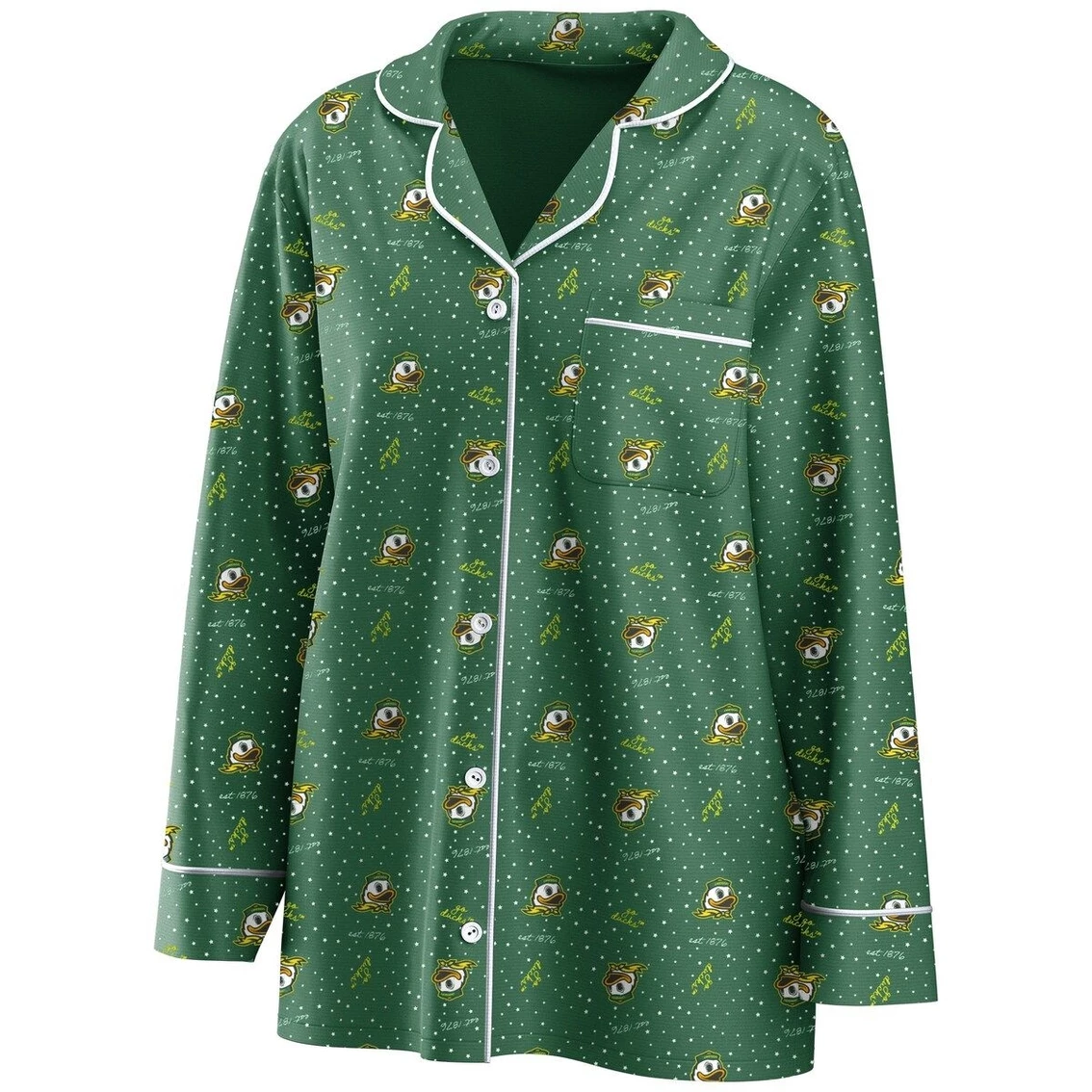 Best deal π₯° Women's WEAR By Erin Andrews Green Oregon Ducks Long Sleeve Button-Up π Shirt & Pants Sleep Set π - Image 3