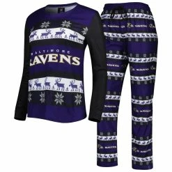 Budget β¨ Women's FOCO Purple Baltimore Ravens Holiday Ugly Pajama Set βοΈ
