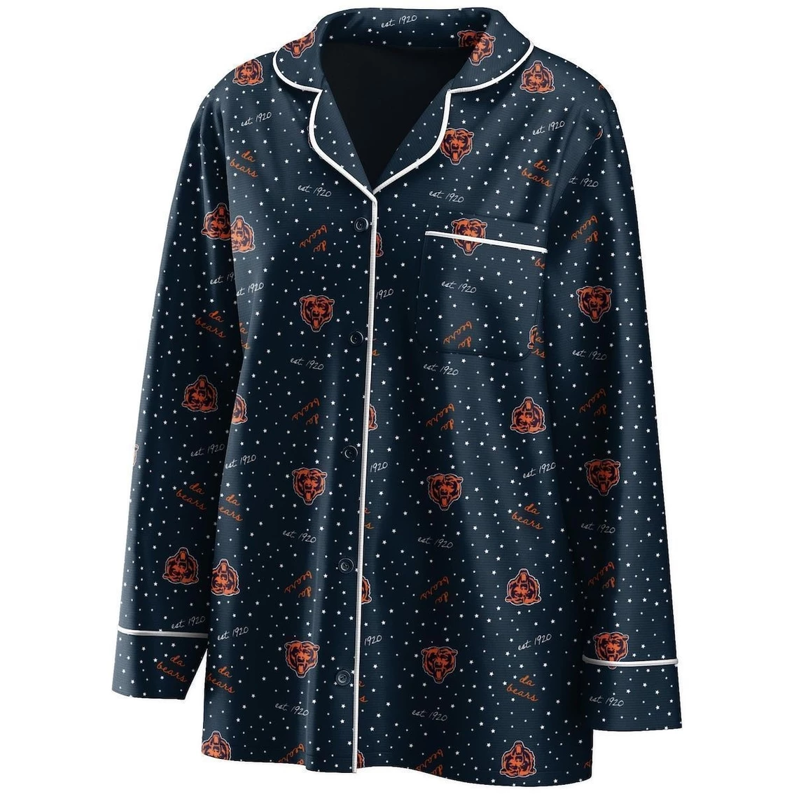 Best deal π― Women's WEAR By Erin Andrews Navy Chicago Bears Long Sleeve Button-Up π Shirt & Pants Sleep Set β - Image 3