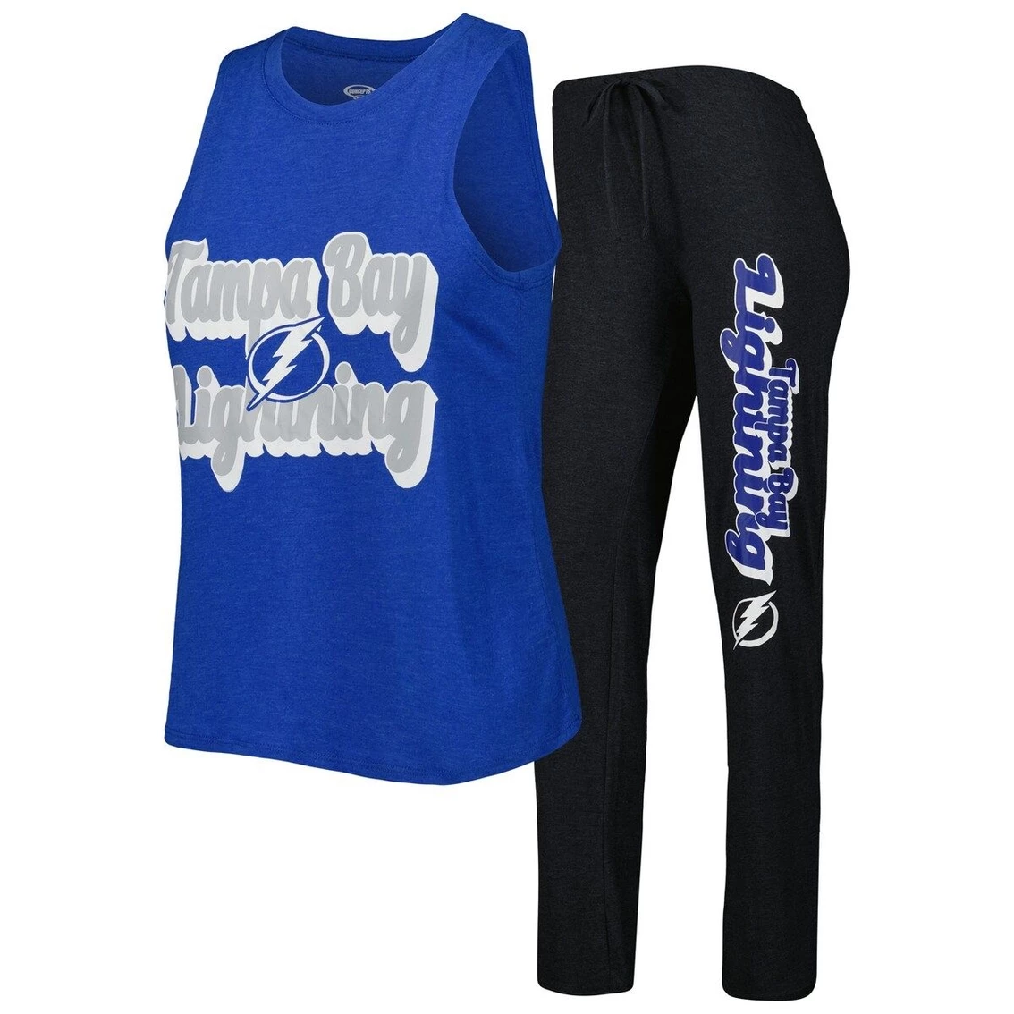 Coupon π₯ Women's Concepts Sport Black/Blue Tampa Bay Lightning Meter Muscle Tank Top & Pants Sleep Set β€οΈ - Image 2