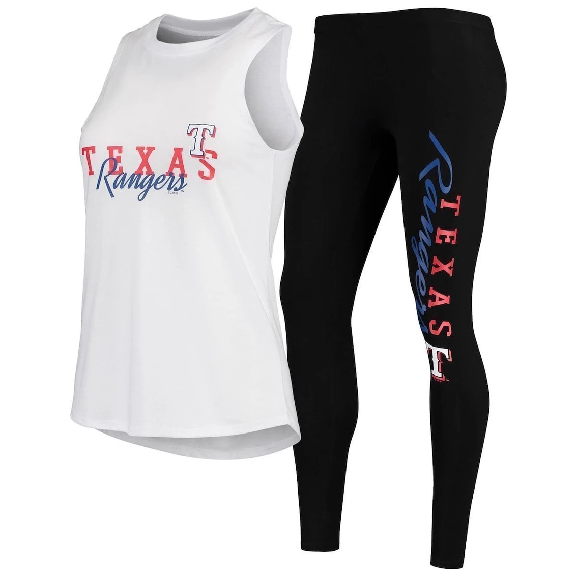Deals π Women's Concepts Sport White/Black Texas Rangers Sonata Tank Top & Leggings Set π - Image 2