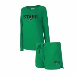 Buy π Women's Concepts Sport Heather Kelly Green Dallas Stars Meter Knit Raglan Long Sleeve T-Shirt & Shorts Sleep Set π