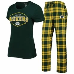 Hot Sale 💯 Women's Concepts Sport Green/Gold Green Bay Packers Badge T-Shirt & Pants Sleep Set 🎉