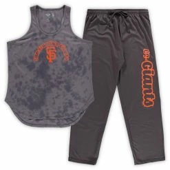 Promo 🎁 Women's Concepts Sport Charcoal San Francisco Giants Plus Size Jersey Tank Top & Pants Sleep Set 🎉