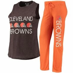 Promo 🎉 Women's Concepts Sport Orange/Brown Cleveland Browns Muscle Tank Top & Pants Sleep Set 🧨