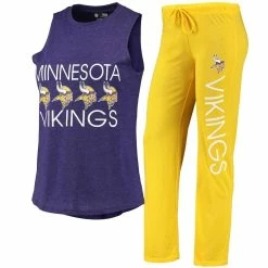 Best deal 👏 Women's Concepts Sport Gold/Purple Minnesota Vikings Muscle Tank Top & Pants Sleep Set ✨