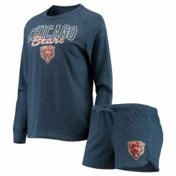 Buy β€οΈ Women's Concepts Sport Navy Chicago Bears Meter Knit Long Sleeve Raglan Top & Shorts Sleep Set π