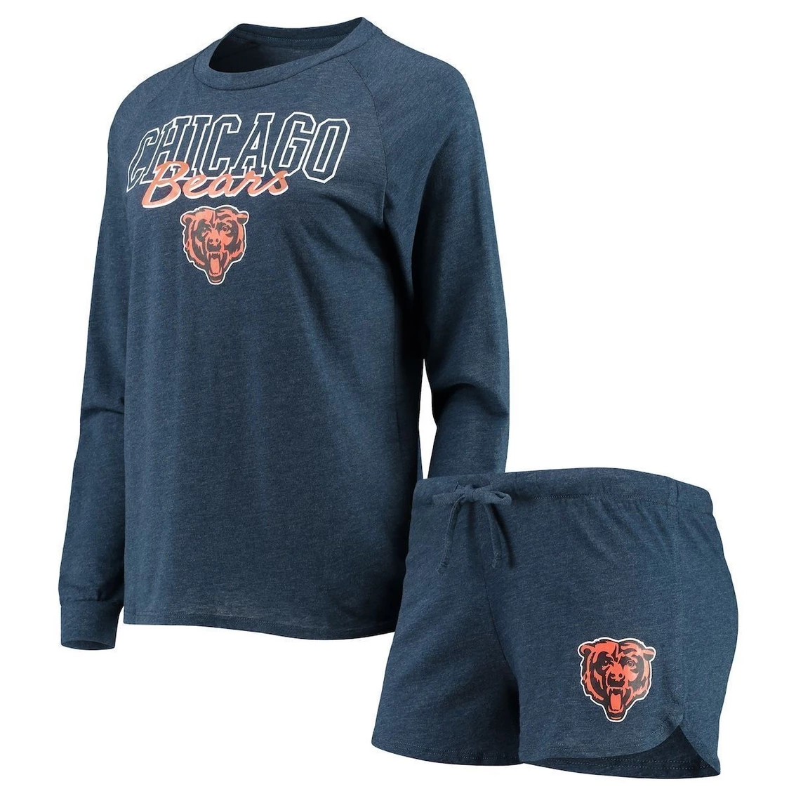 Buy β€οΈ Women's Concepts Sport Navy Chicago Bears Meter Knit Long Sleeve Raglan Top & Shorts Sleep Set π