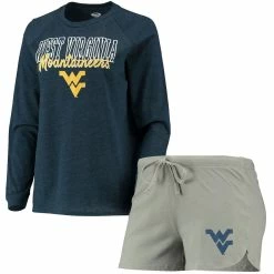 Outlet β Women's Concepts Sport Navy/Gray West Virginia Mountaineers Raglan Long Sleeve T-Shirt & Shorts Sleep Set π